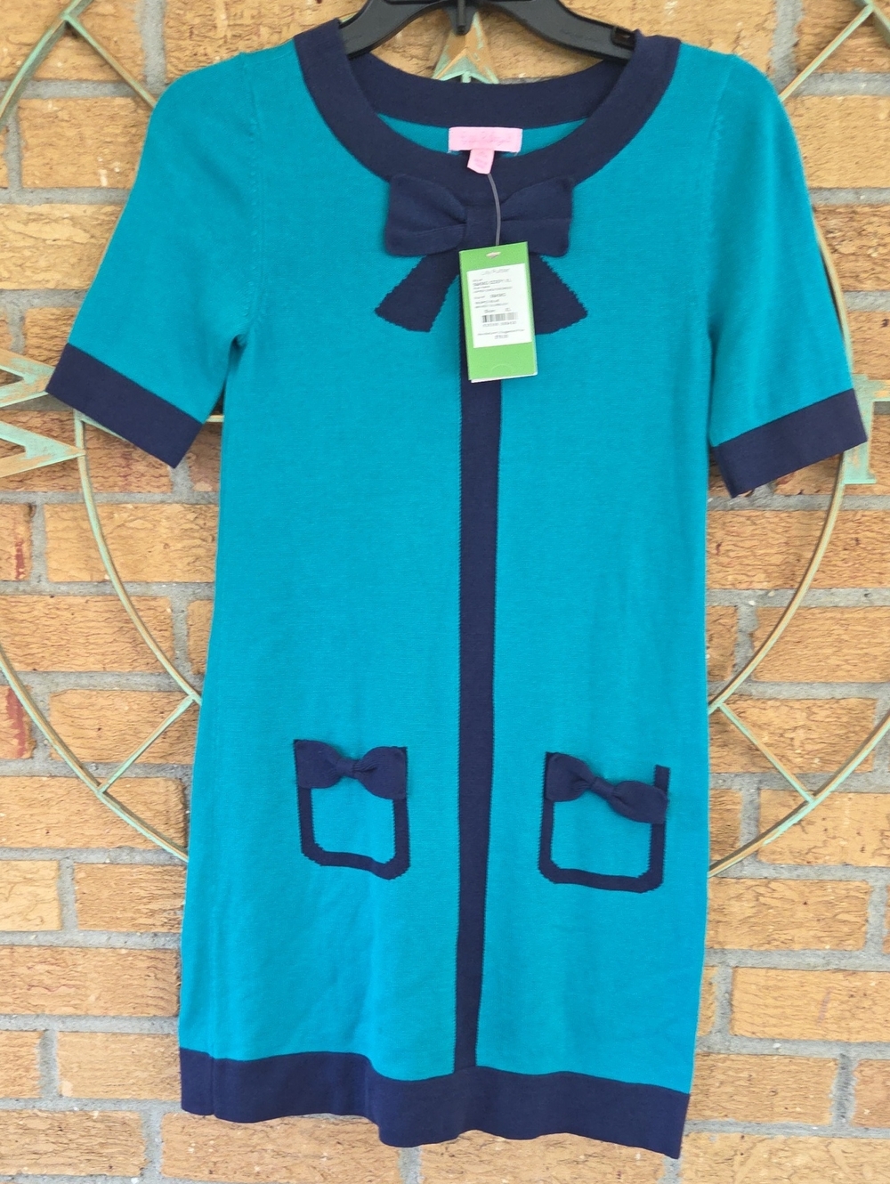 Lilly Pulitzer Girl's Kipper Sweaterdress Tropez Blue Mini Mod Colorblock XL